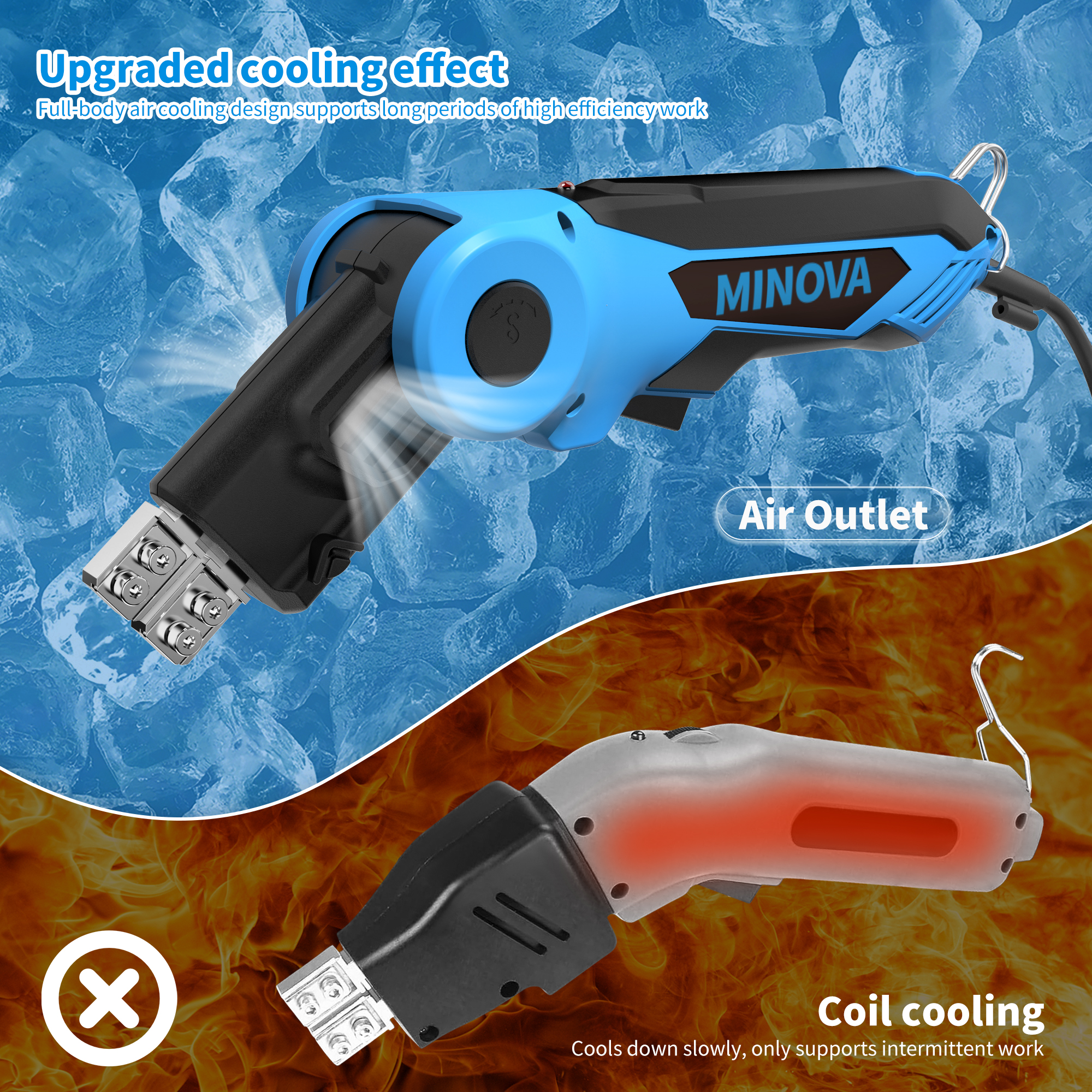 KD-SP-7-0 Rotatable Air Cooling System Ribbon Webbing Rope Cutter Hot Knife