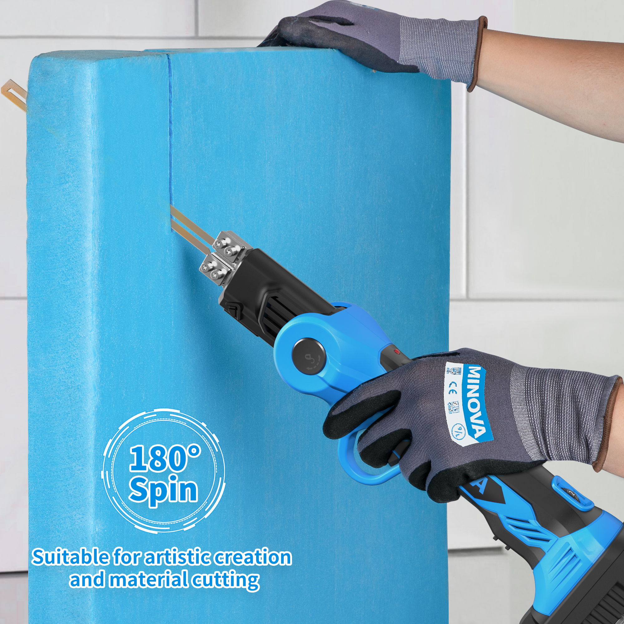 KD-7D Cordless Battery Power Rotatable Air-Cooling Hot Knife Foam Cutter